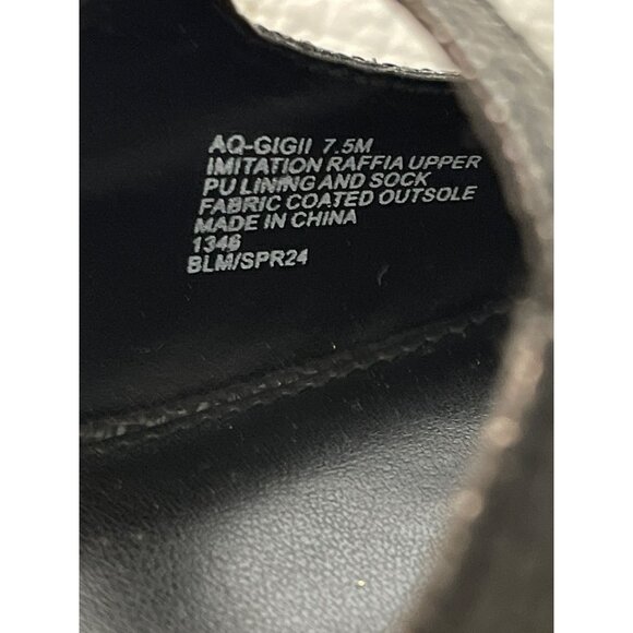 Aqua Black Square-Toe Woven Flats Rhinestone Buckle Strap Size 7.5 NEW - Picture 7 of 7